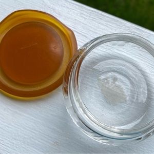 Vintage Cornflower Glass Powder Jar Bakelite